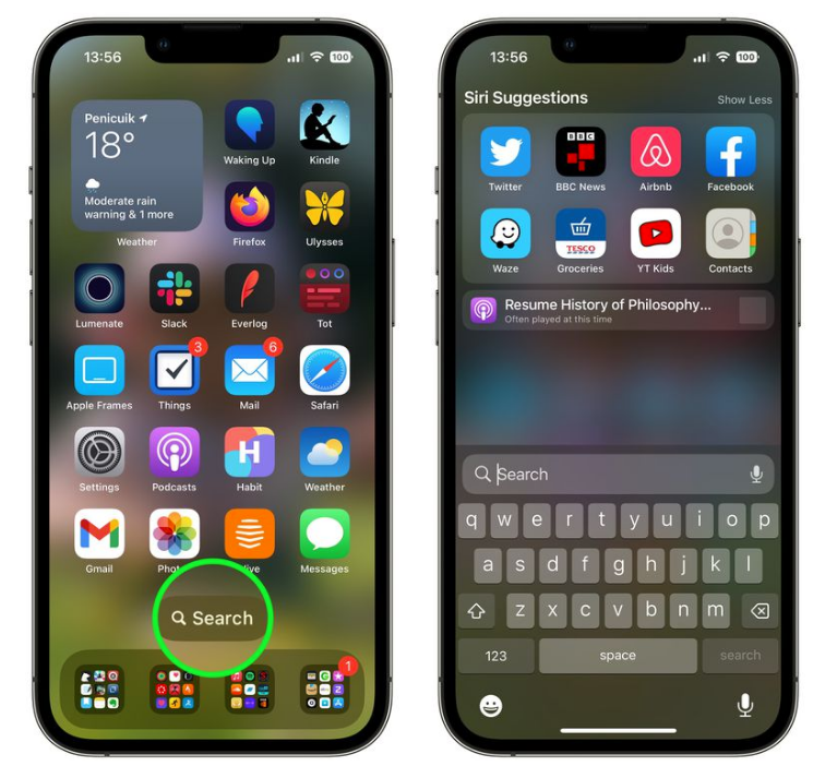 大冶苹果手机维修分享升级到 iOS 16 后，如何删除主屏幕上的搜索按钮 