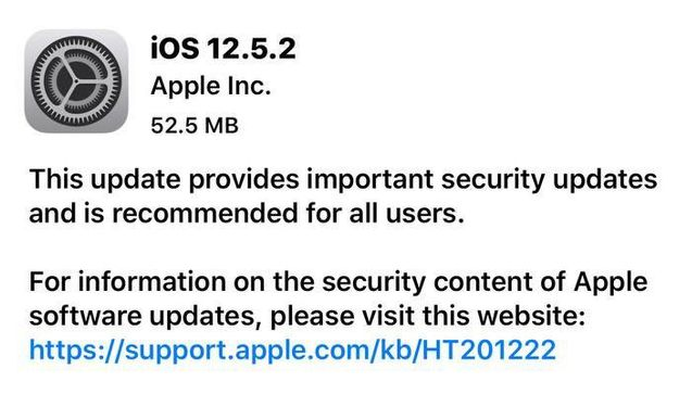 大冶苹果手机维修分享iOS12.5.2发布，建议所有老苹果用户安装 